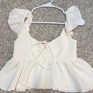 Urban Outfitters Cute Tie Cream Women's Top